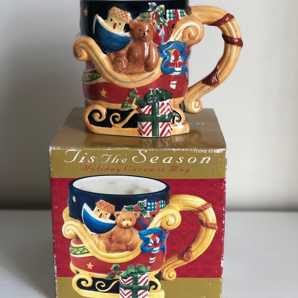 Vintage Hand Painted Holiday Ceramic Mug